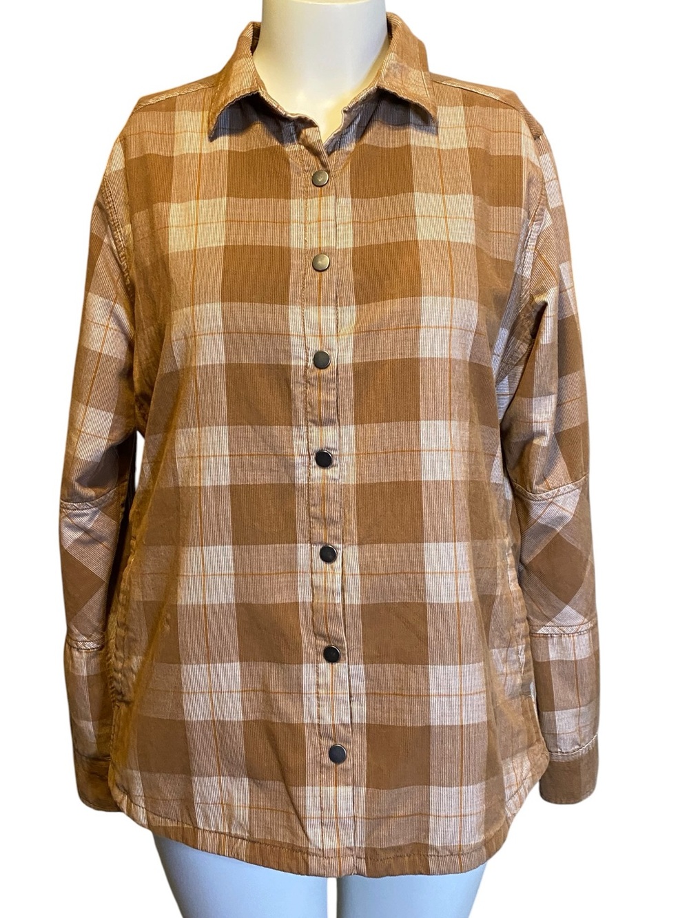 PrAna Porter Park Plaid Organic Cotton Flannel Shirt Shacket Women’s Size XL - Picture 2 of 15